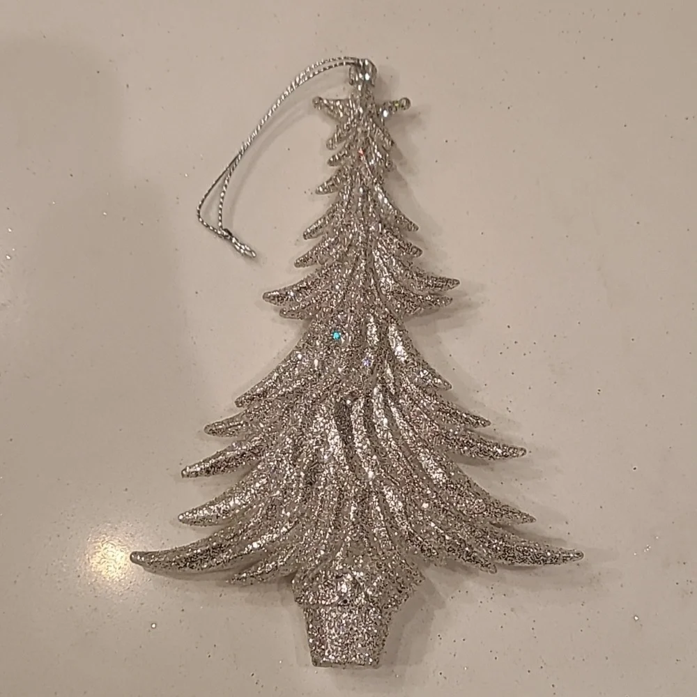 Pier 1 Imports Silver Glitter Christmas Tree Ornament
